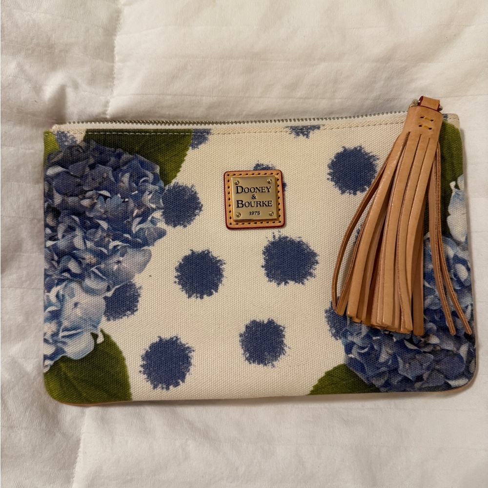 Dooney & Bourke Blue Floral and Polka Dot Pouch